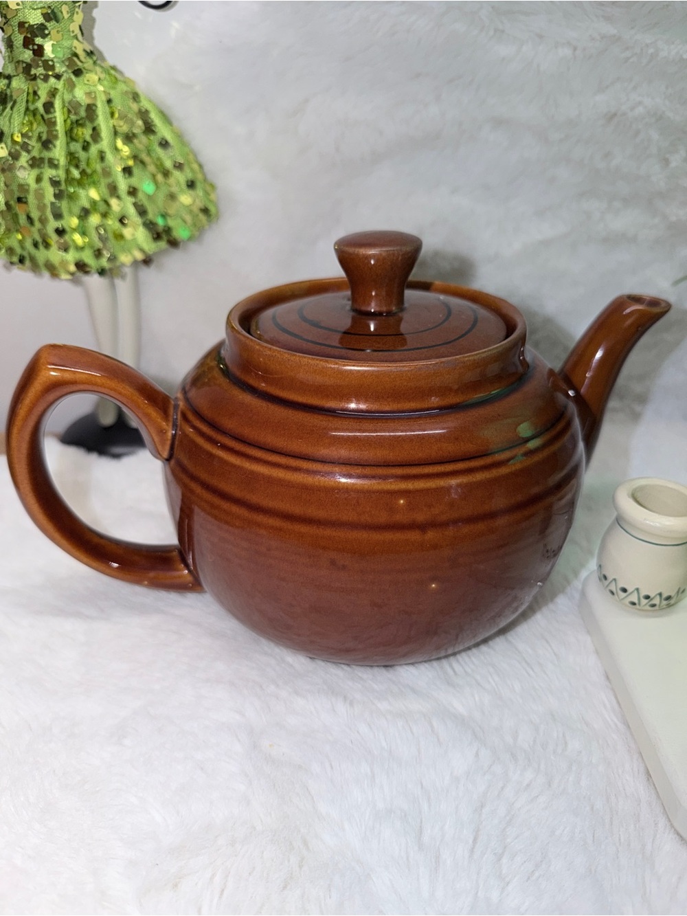 Brown Oven Proof Teapot And Handcrafted Napkin & Tooth Pick Holder π₯ - Picture 2 of 7